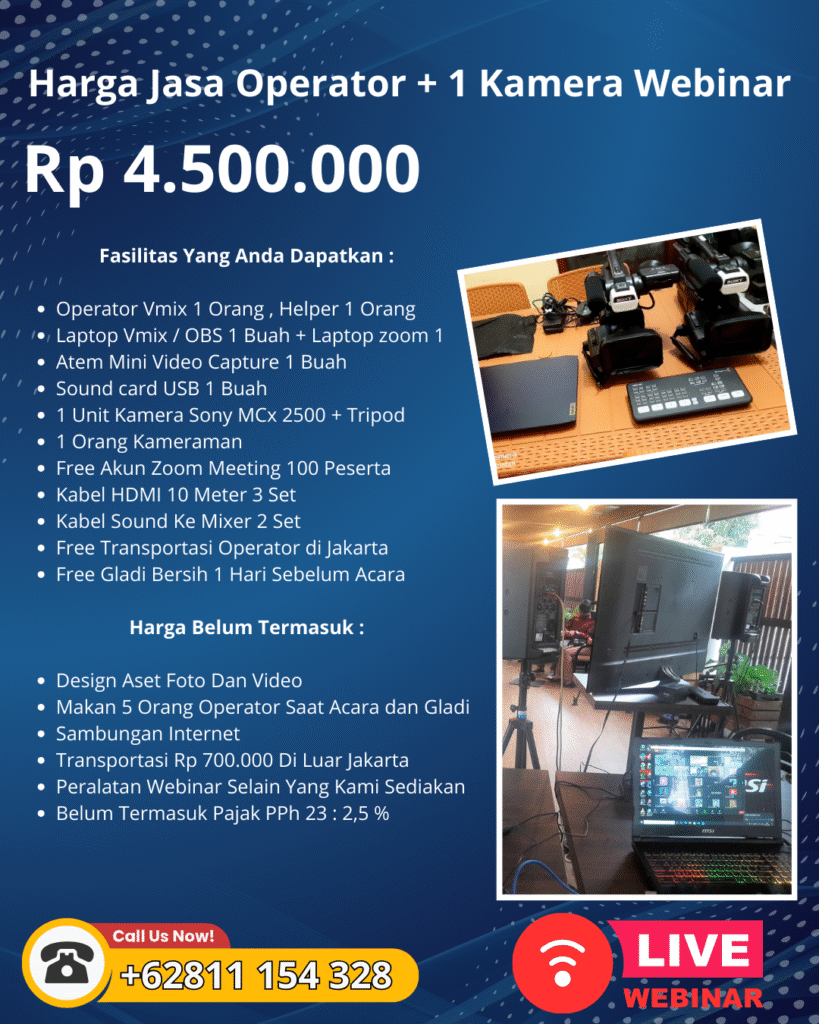 Jasa Webinar Host + 1 Kamera Webinar